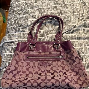 Coach Purple Shoulder Bag with Signature Monogram